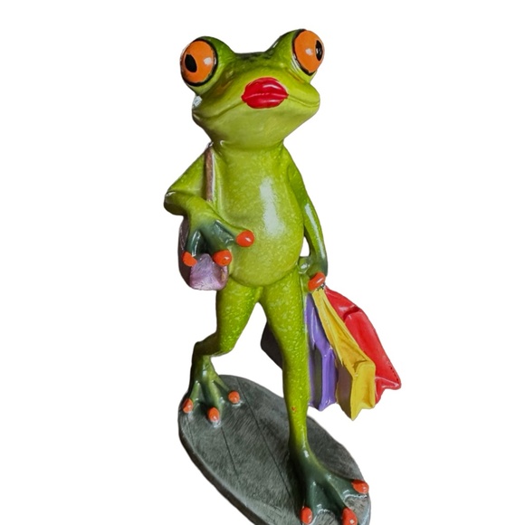 Resin Frog Figurine Statue 7” Desktop Decor - Picture 1 of 8